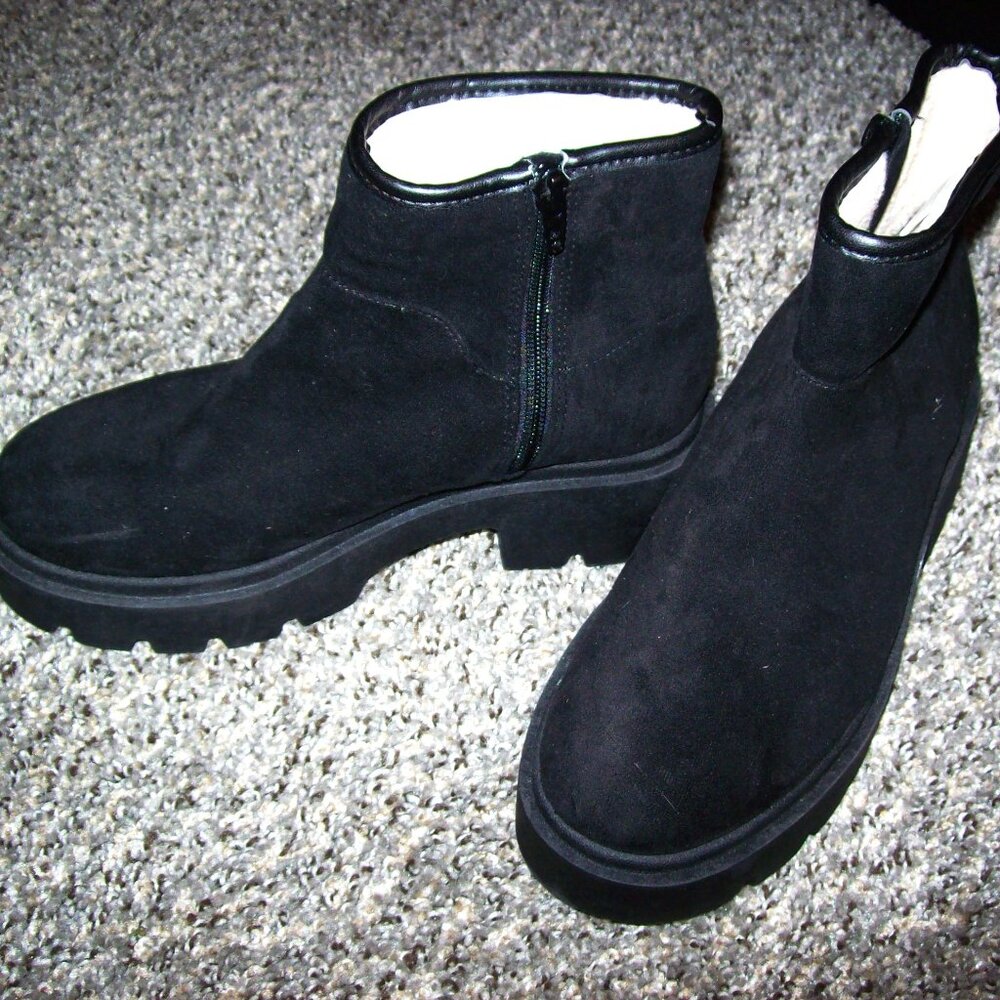 NO BO Black Suede Women's Platform Chunky Ankle Boots Size 7
